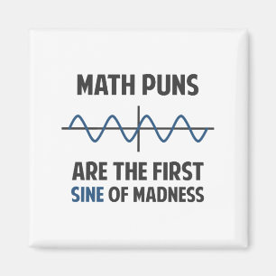Math Puns First Sine of Madness Magnet