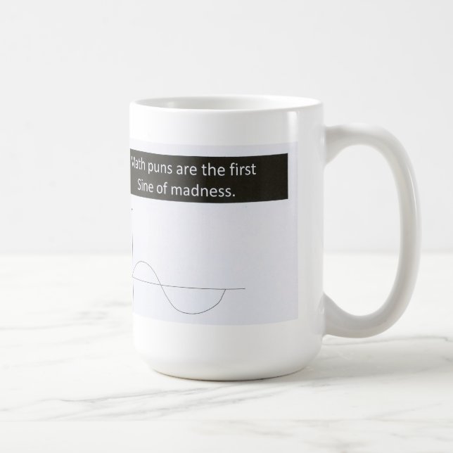 Math Puns Sine of Madness Mug, Humour Coffee Mug (Right)
