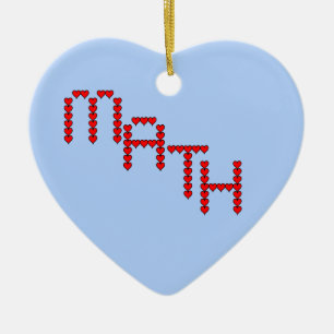 Math Red Hearts Text Ceramic Tree Decoration