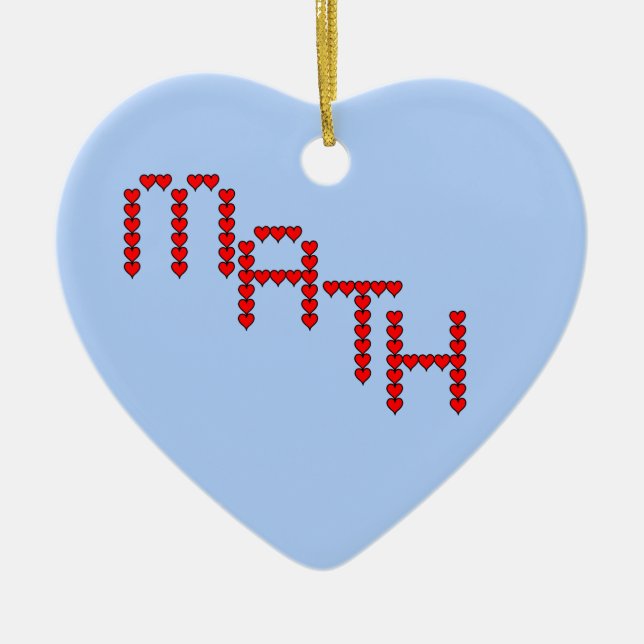 Math Red Hearts Text Ceramic Tree Decoration (Front)