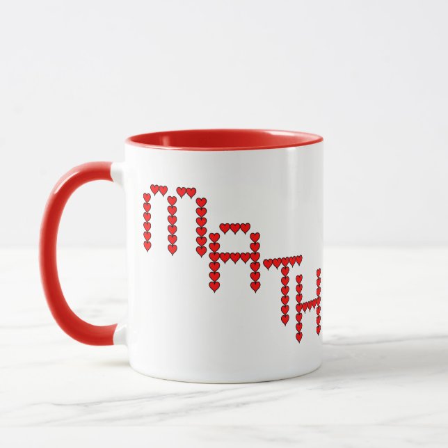 Math Red Hearts Text Mug (Left)