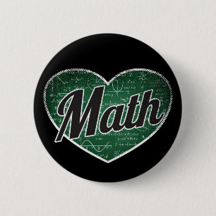 Math Retro Heart Blackboard Love 6 Cm Round Badge