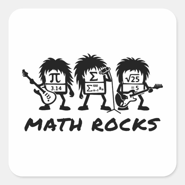 Math Rocks Academic Rock Band Humor Square Sticker (Front)