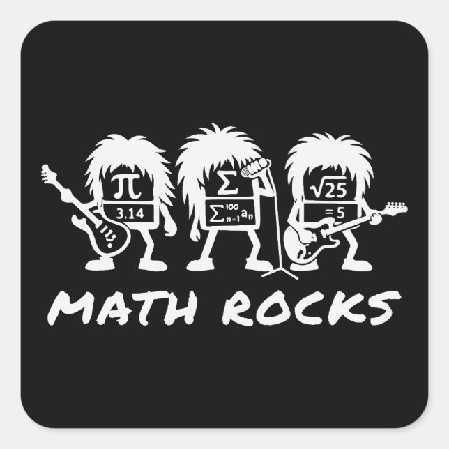 Math Rocks Academic Rock Band Humor Square Sticker (Front)