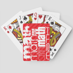 Math; Scarlet Red Stripes Playing Cards