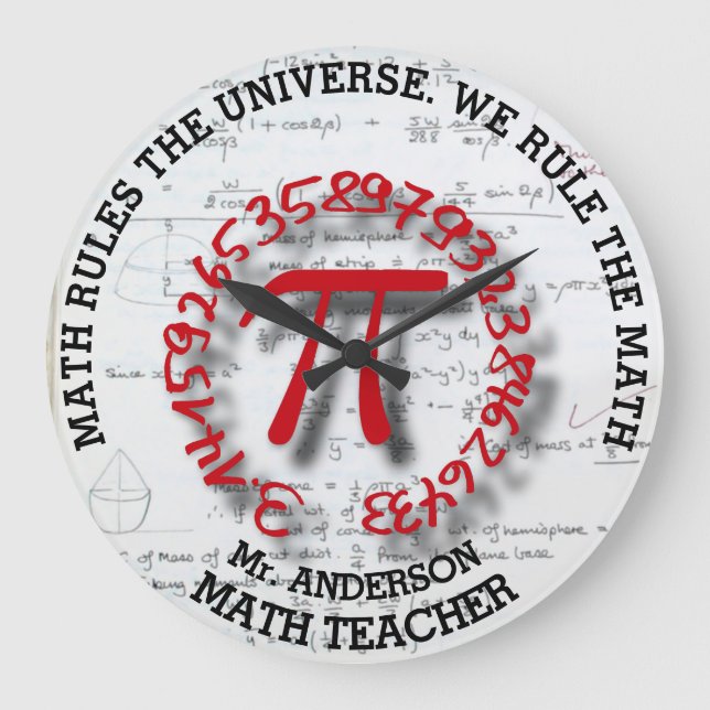 Math School College Or University Teacher Large Clock (Front)