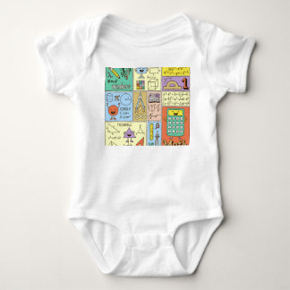 Math science, colourful vintage banners. baby bodysuit