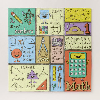 Math science, colourful vintage banners. jigsaw puzzle