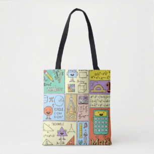 Math science, colourful vintage banners. tote bag
