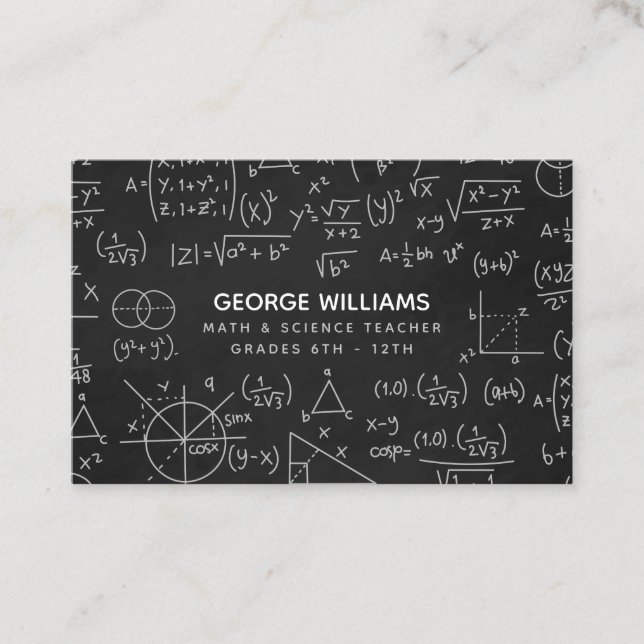 Math Science Teacher School Tutor Calling Card (Front)