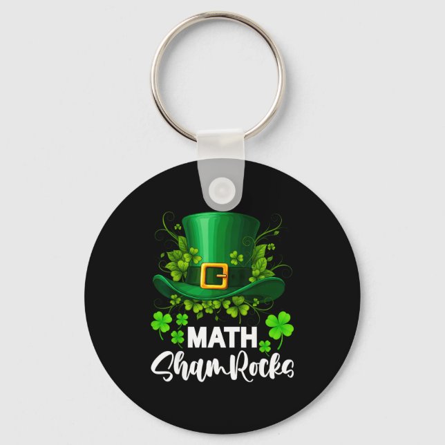 Math Shamrocks St. Patricks Day School  Key Ring (Front)