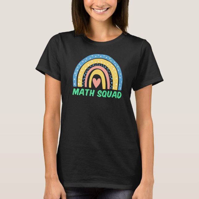 Math Squad Boho Rainbow Student Math Teacher Back  T-Shirt (Front)