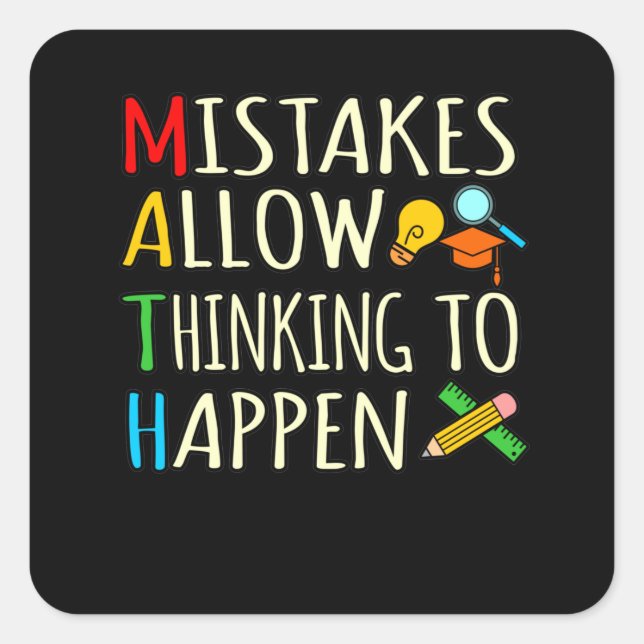 Math Student Mistakes Mathematics Maths Teacher Square Sticker (Front)