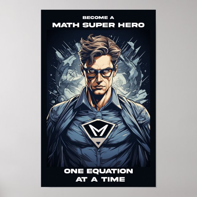 Math Super Hero Classroom Poster (Front)