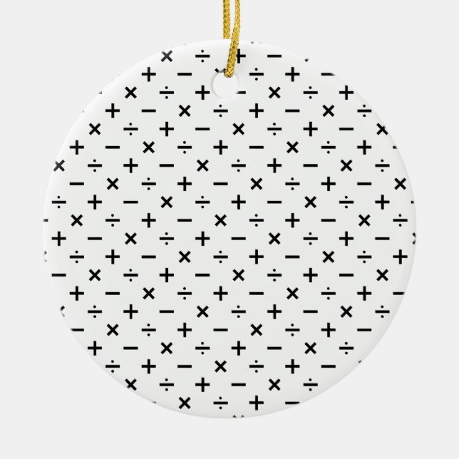 Math Symbols - Black and White Ceramic Tree Decoration (Front)