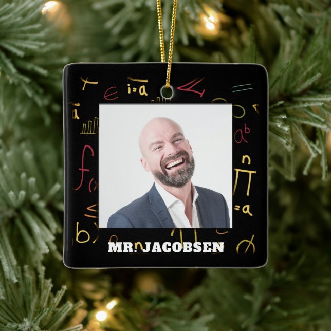 Math Symbols Frame Teacher  Ceramic Ornament (Tree)