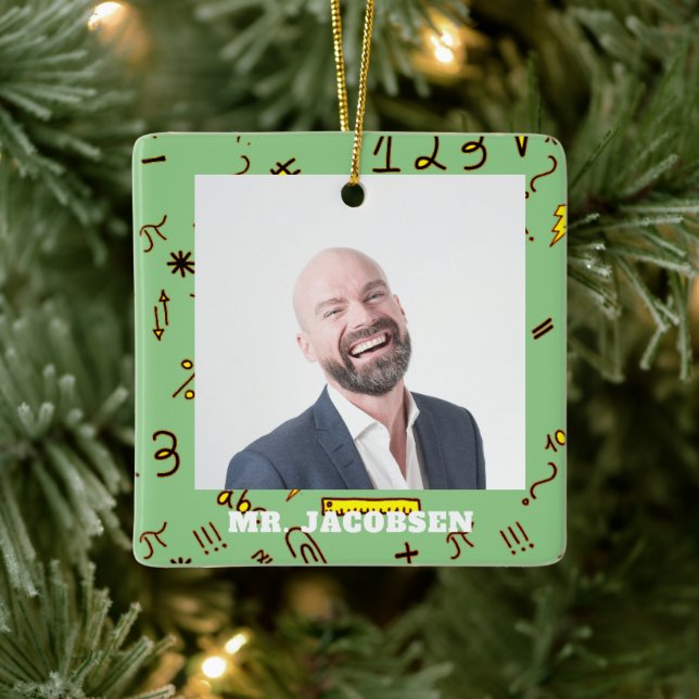 Math Symbols Frame Teacher   Ceramic Ornament (Tree)