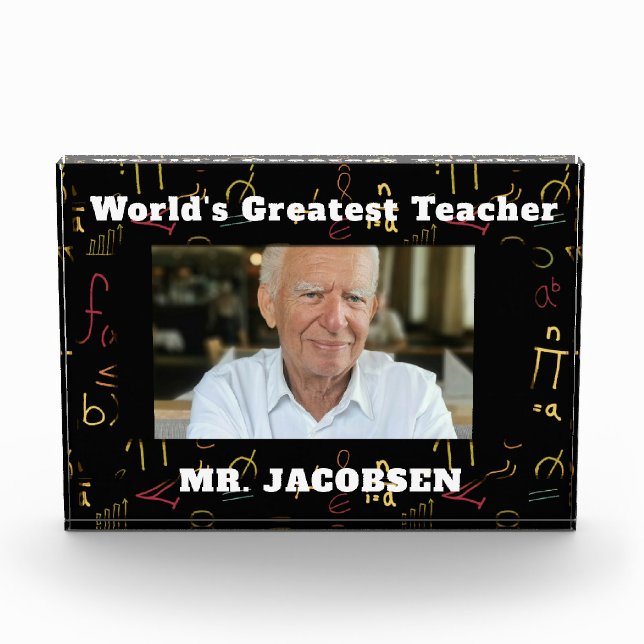Math Symbols Frame Teacher Photo Block (Front)