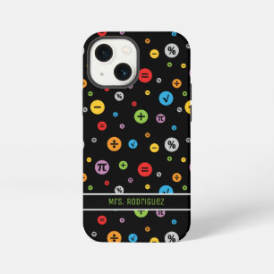 Math Symbols in Colourful Circles Pattern on Black iPhone 13 Mini Case