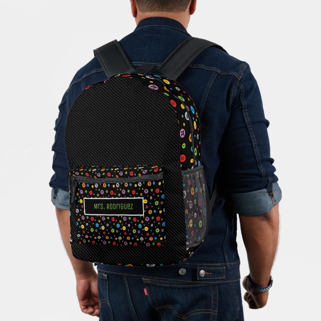 Math Symbols in Colourful Circles Pattern Printed Backpack (Insitu (Model))
