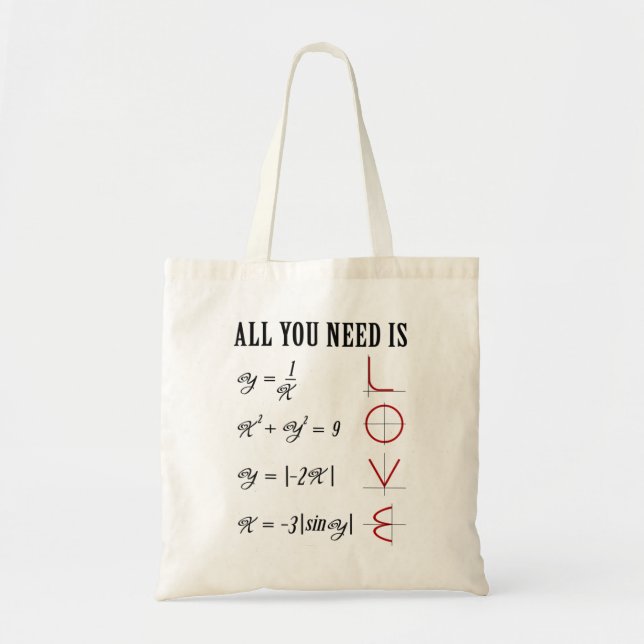 Math T-Shirt Love Funny Math Teacher Shirt Men Wom Tote Bag (Front)