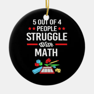 Math Teacher 5 Out Of 4 People Ceramic Tree Decoration