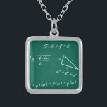math teacher algebra geek silver plated necklace<br><div class="desc">"math teacher algebra geek""back to school"
"geeky wedding "" geek wedding " "nerd wedding "" nerdy wedding ""hipster wedding ""funny wedding "  "green geek ""green nerd""retro wedding "geek nerd nerdy hipster art drawing  retro funny gag joke birthday gift present minimalist 
green white chalk chalkboard tutor mathlete geeky school</div>