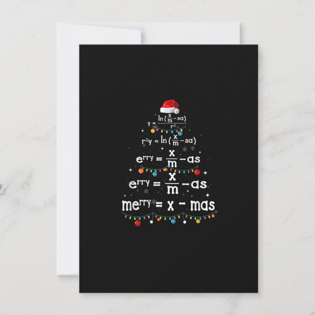 Math Teacher At Christmas  Math Merry Xmas Tree Ce Invitation (Front)