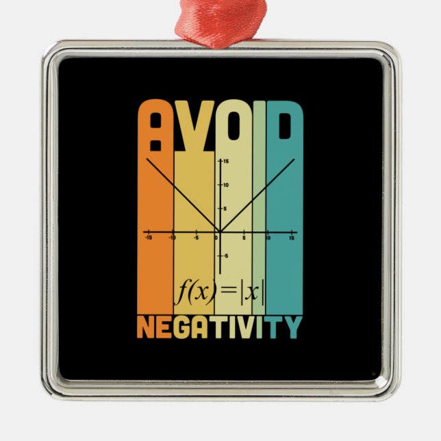 Math Teacher Avoid Negativity Metal Tree Decoration (Front)