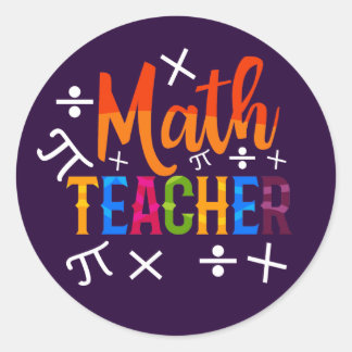Math Teacher Back To School Classic Round Sticker