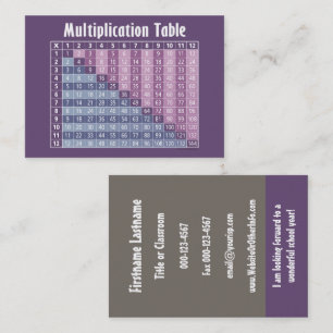 Math Teacher Back To School Contact Information Business Card