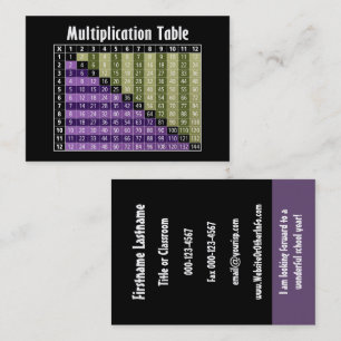 Math Teacher Back To School Contact Information Business Card