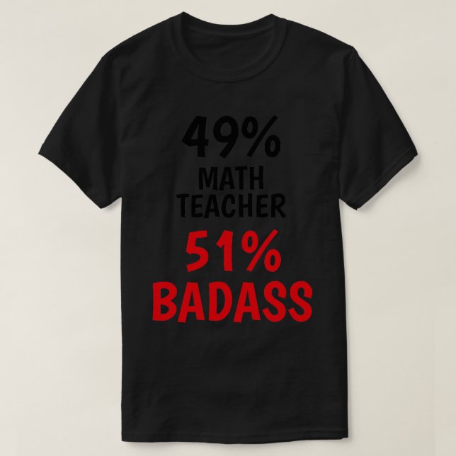 Math Teacher Badass  T-Shirt (Design Front)