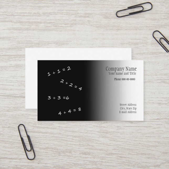 Math Teacher Business Card (Front/Back In Situ)