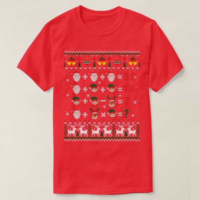 Math Teacher Christmas Bedmas Math Equation Ugly S T-Shirt (Design Front)