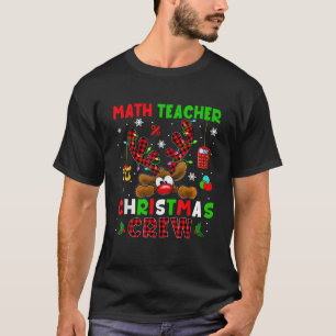 Math Teacher Christmas Crew Xmas Reindeer Red Colo T-Shirt