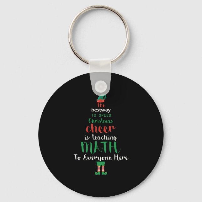 Math Teacher Christmas Elf Gift design Key Ring (Front)