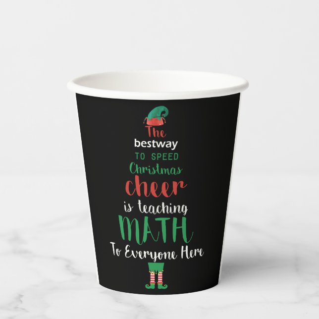 Math Teacher Christmas Elf Gift design Paper Cups (Front)