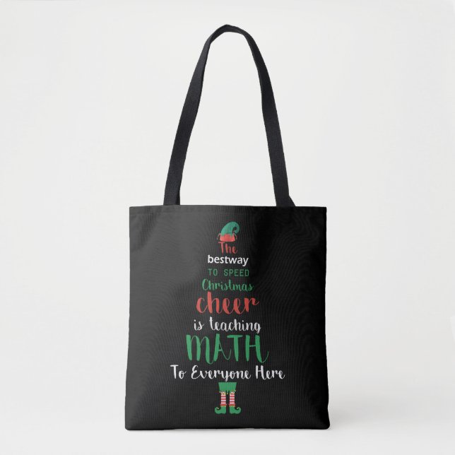 Math Teacher Christmas Elf Gift design Tote Bag (Front)