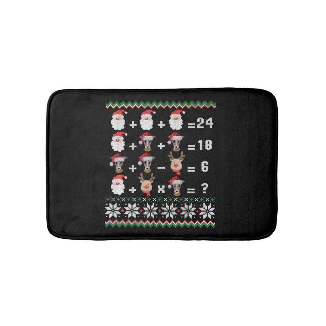 Math Teacher Christmas GREYHOUND Bath Mat (Front)