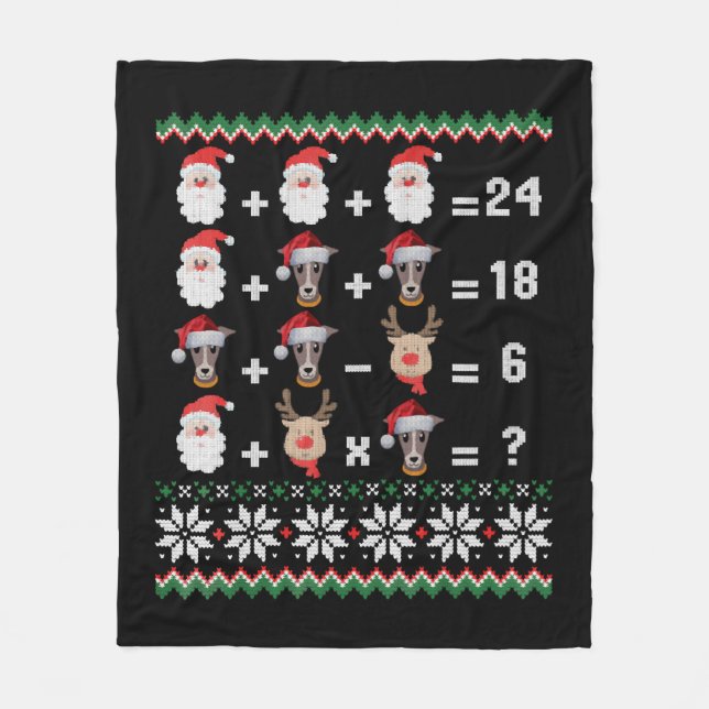 Math Teacher Christmas GREYHOUND Fleece Blanket (Front)