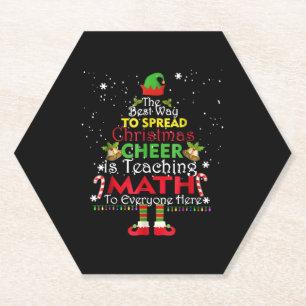 Math Teacher Christmas Shirt Elf Christmas Cheer Paper Coaster