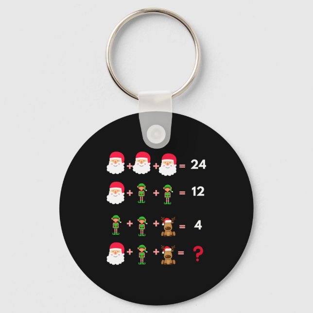 Math Teacher Christmas Shirt Quiz  Key Ring (Front)