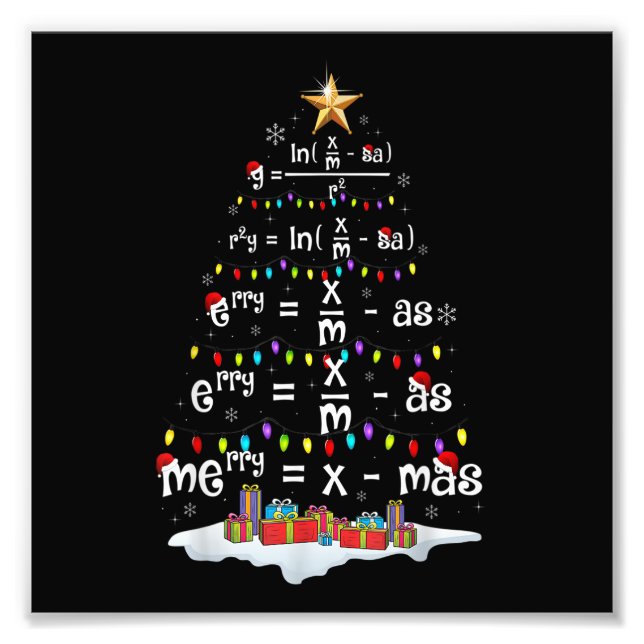 Math Teacher Christmas Tree Funny Christmas Math F Photo Print (Front)