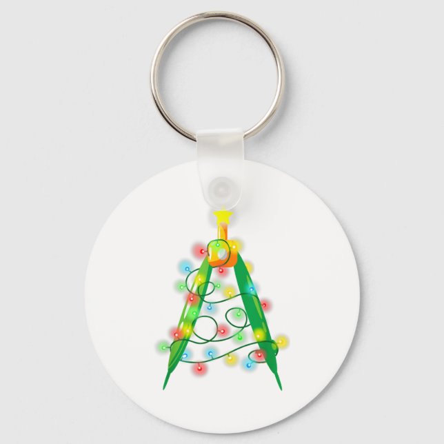 Math Teacher Comp Christmas Tree Lights School Geo Key Ring (Front)