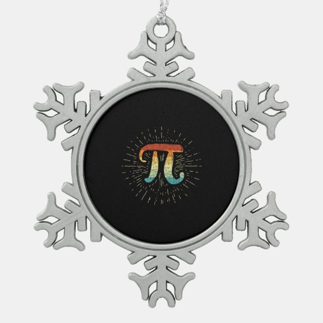 Math Teacher Cute Pi Snowflake Pewter Christmas Ornament (Front)