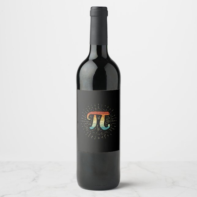 Math Teacher Cute Pi Wine Label (Front)