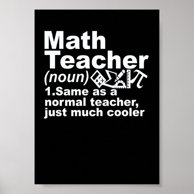 Math Teacher Definition Math Humour Math Lover Poster (Front)