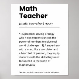Math Teacher Definition, Math Teacher Appreciation Poster