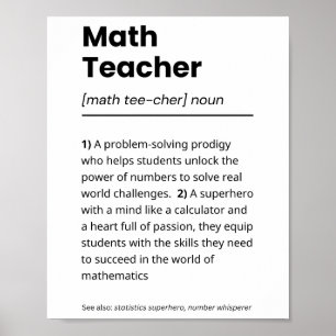 Math Teacher Definition, Math Teacher Appreciation Poster